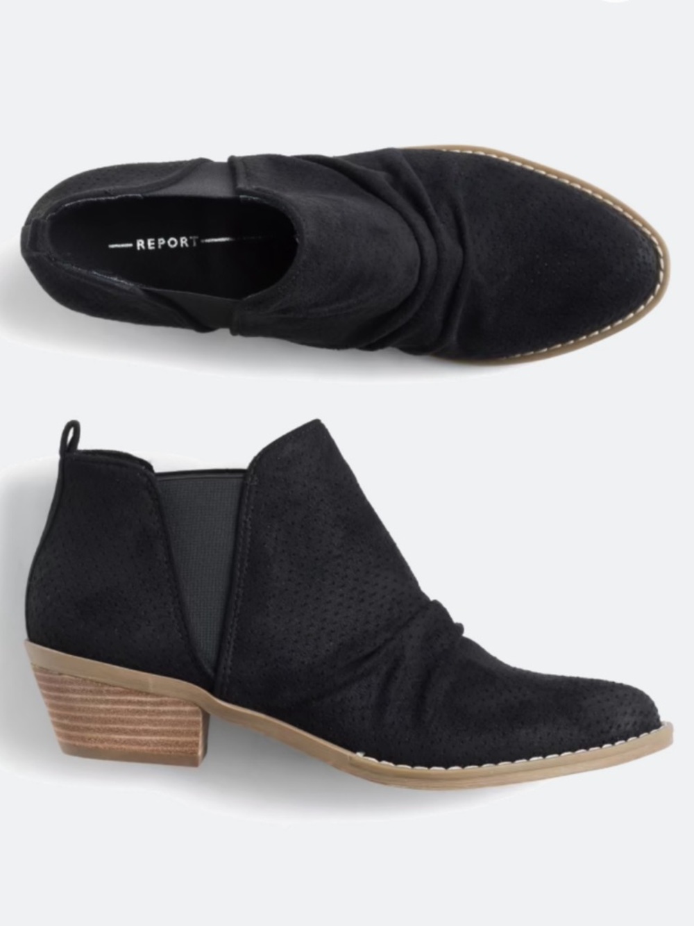 Report Drewe Perforated Ankle Booties Black 7.5 Low Heel